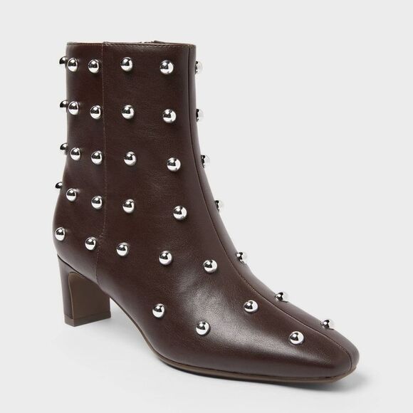 A New Day Shoes - A New Day - Women’s Wide Width Tigris Low Shaft Heeled Boots w Brown